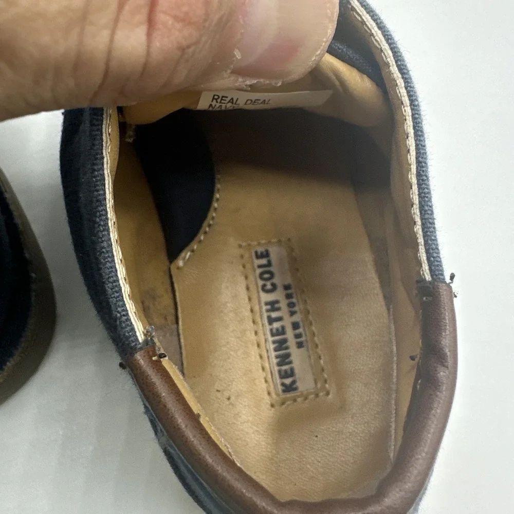Kenneth Cole Real Deal‎ Navy Blue Canvas Lace Up Boys Dress Shoes Size 13